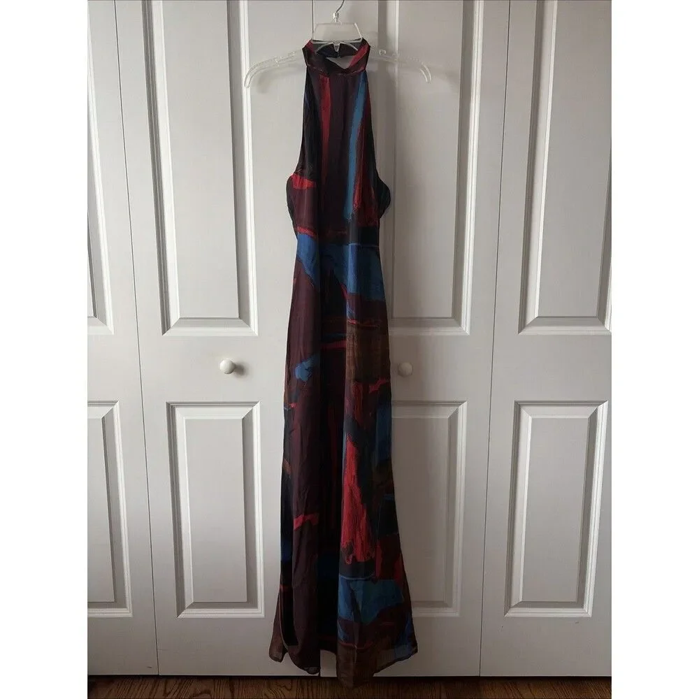 Lulu's Solayne Multi Abstract Strappy Halter Maxi Dress New With Tags Size Small - Picture 3 of 8